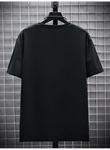 Baskılı Oversize Bisiklet Yaka T-shirt - Siyah