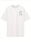 Baskılı Oversize Bisiklet Yaka T-shirt - Beyaz