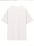 Baskılı Oversize Bisiklet Yaka T-shirt - Beyaz