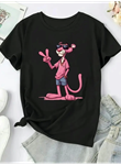 Baskılı Oversize Bisiklet Yaka T-shirt - Beyaz