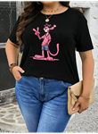 Baskılı Oversize Bisiklet Yaka T-shirt - Beyaz