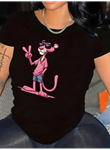 Baskılı Oversize Bisiklet Yaka T-shirt - Beyaz