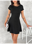 Kısa Kollu Mini Elbise - Siyah