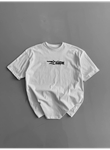 Baskılı Oversize Bisiklet Yaka T-shirt - Beyaz