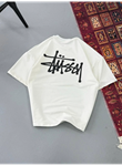 Erkek Baskılı Oversize T-shirt - Beyaz