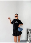 Kısa Kol Baskılı T-shirt - Siyah