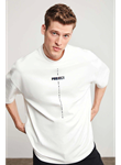 Unisex Baskılı Oversize T-Shirt - Beyaz