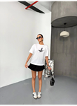 Kısa Kol Baskılı T-shirt - Beyaz