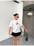 Kısa Kol Baskılı T-shirt - Beyaz