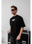 Erkek Baskılı Oversize T-shirt - Siyah