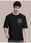 Erkek Baskılı Oversize T-shirt - Siyah
