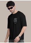 Erkek Baskılı Oversize T-shirt - Siyah