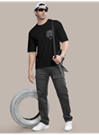 Erkek Baskılı Oversize T-shirt - Siyah