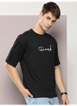 Erkek Baskılı Oversize T-shirt - Siyah