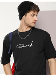 Erkek Baskılı Oversize T-shirt - Siyah