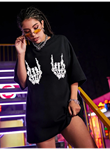 Baskılı Oversize T-shirt - Siyah