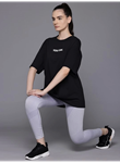 Baskılı Oversize T-shirt - Siyah