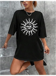 Bisiklet Yaka Baskılı T-shirt - Siyah