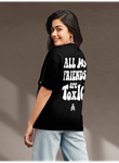 Baskılı Oversize T-shirt - Siyah