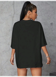 Baskılı Oversize T-shirt - Siyah