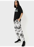 Baskılı Oversize T-shirt - Siyah