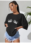 Baskılı T-shirt - Siyah