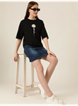 Baskılı T-shirt - Siyah