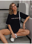 Bisiklet Yaka Baskılı T-shirt - Siyah