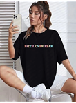Bisiklet Yaka Baskılı T-shirt - Siyah