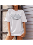 Bisiklet Yaka Baskılı T-shirt - Beyaz