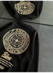 Kışlık Bisiklet Yaka Ön Ve Arka Baskılı SweatShirt - Siyah