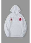 10 Kasıma Özel Üç İplik Kapşonlu Baskılı SweatShirt - Beyaz