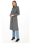 Balık Sırtı Kaşmir Uzun Kaşe Kaban - Boyalı Gri