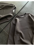Kışlık Bisiklet Yaka Üç İplik Basic SweatShirt - Füme