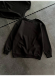 Kışlık Bisiklet Yaka Üç İplik Basic SweatShirt - Siyah
