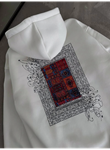 Uzun Kol Kapşonlu Ön Ve Arka Baskılı SweatShirt - Beyaz