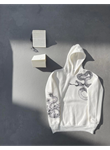 Uzun Kol Kapşonlu Baskılı SweatShirt - Beyaz