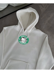 Üç İplik Penye Uzun Kol Kapşonlu SweatShirt - Beyaz