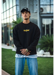 Kışlık Bisiklet Yaka Baskılı SweatShirt - Siyah