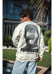 Kışlık Bisiklet Yaka Baskılı SweatShirt - Beyaz