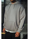 Üç İplik Penye Kapşonlu Basic SweatShirt - Boyalı Gri