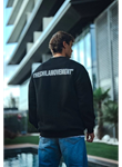 Kışlık Bisiklet Yaka Oversize Baskılı SweatShirt - Siyah