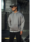 Üç İplik Penye Kapşonlu Basic SweatShirt - Boyalı Gri