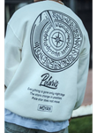 Kışlık Bisiklet Yaka Ön Ve Arka Baskılı SweatShirt - Beyaz