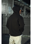 Üç İplik Penye Kapşonlu Basic SweatShirt - Siyah