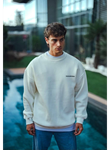 Kışlık Bisiklet Yaka Oversize Baskılı SweatShirt - Beyaz