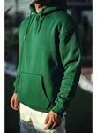 Üç İplik Penye Kapşonlu Basic SweatShirt - Haki