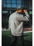 Kışlık Bisiklet Yaka Üç İplik Basic SweatShirt - Boyalı Gri