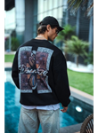 Uzun Kol Bisiklet Yaka Ön Ve Arka Baskılı SweatShirt - Siyah