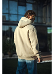 Üç İplik Penye Kapşonlu Basic SweatShirt - Bej